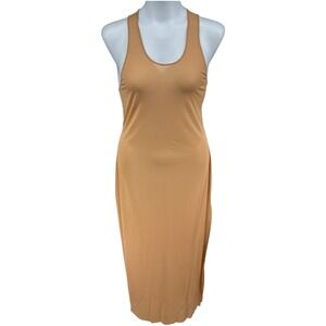 SKIMS Mesh Cover Up Dress Size 3X Ochre Sheer Side Slit NWT Stretch 194378818074